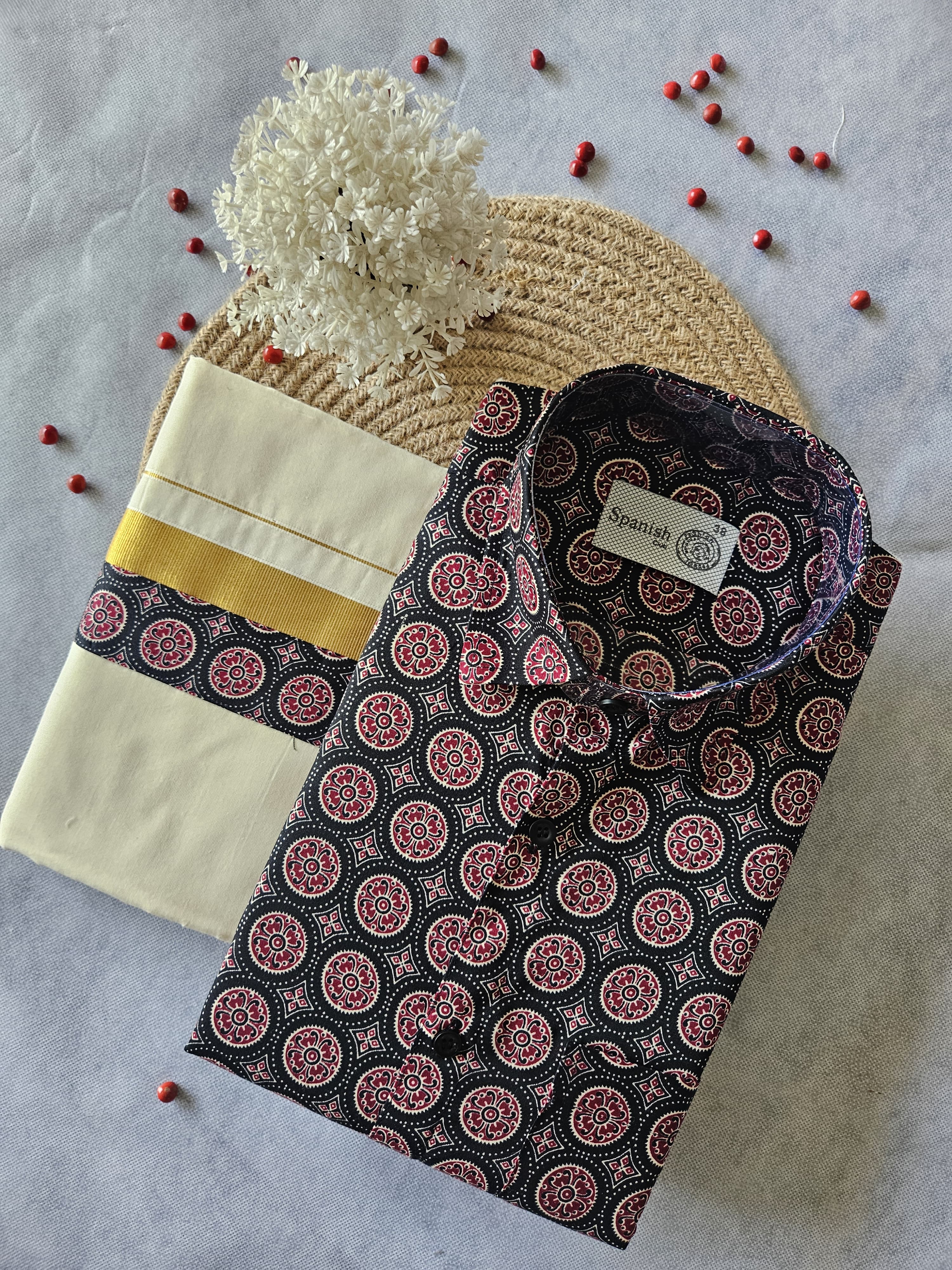Premium Ajrakh Shirt & Double Mundu Combo