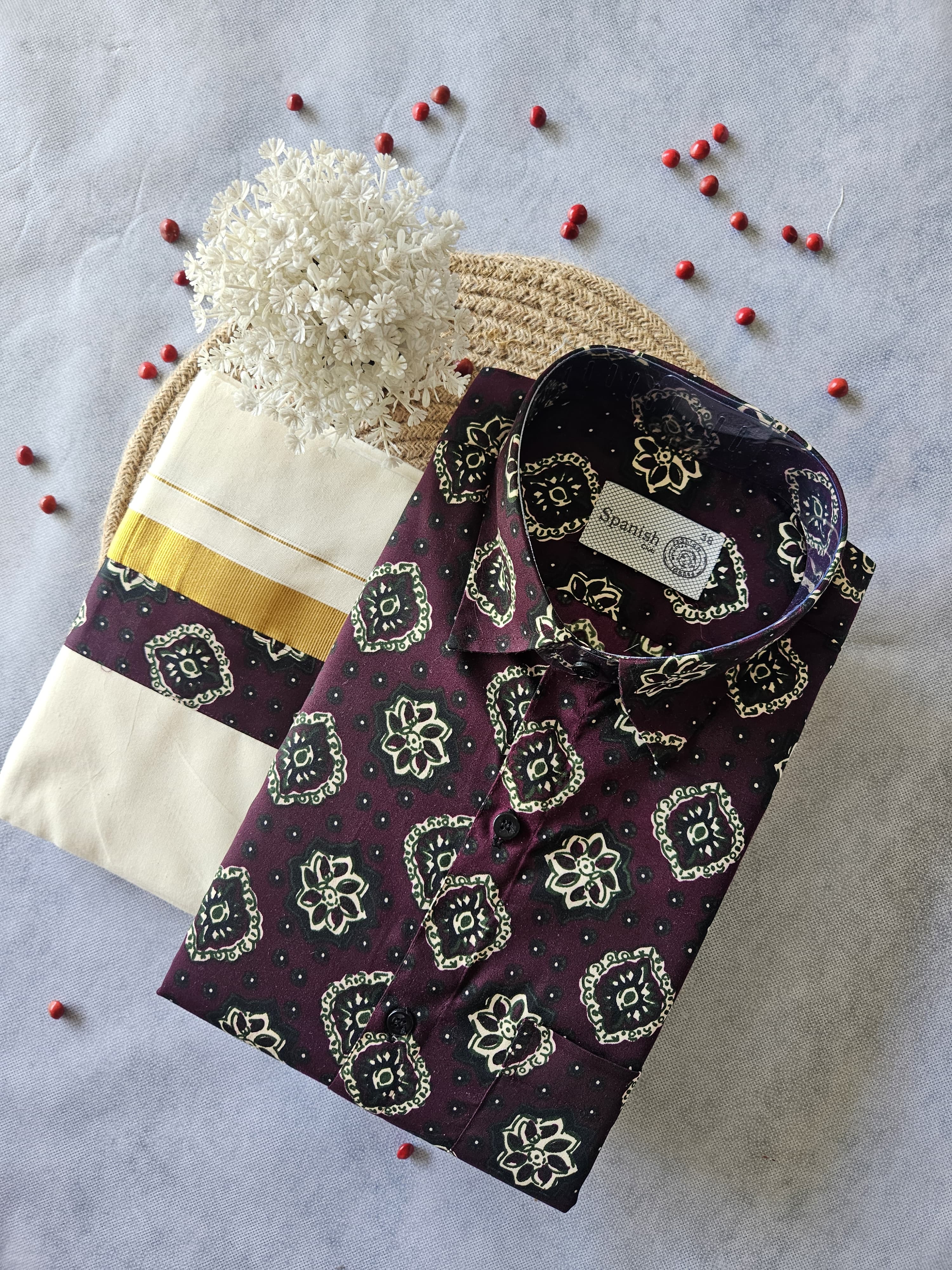 Premium Ajrakh Shirt & Double Mundu Combo