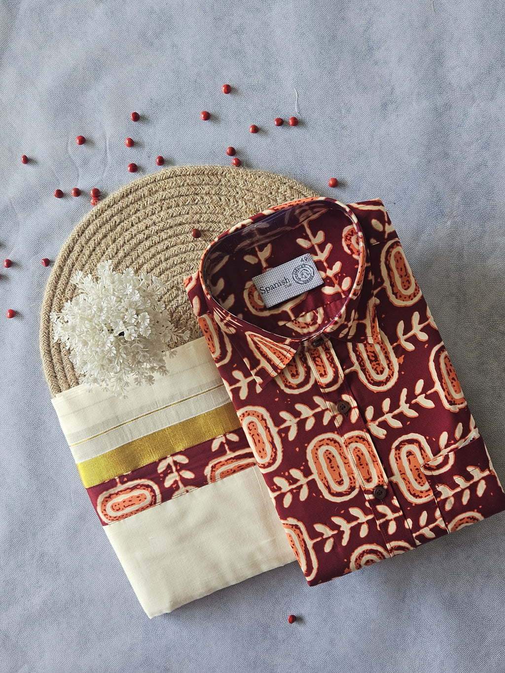 Premium Ajrakh Shirt & Double Mundu Combo