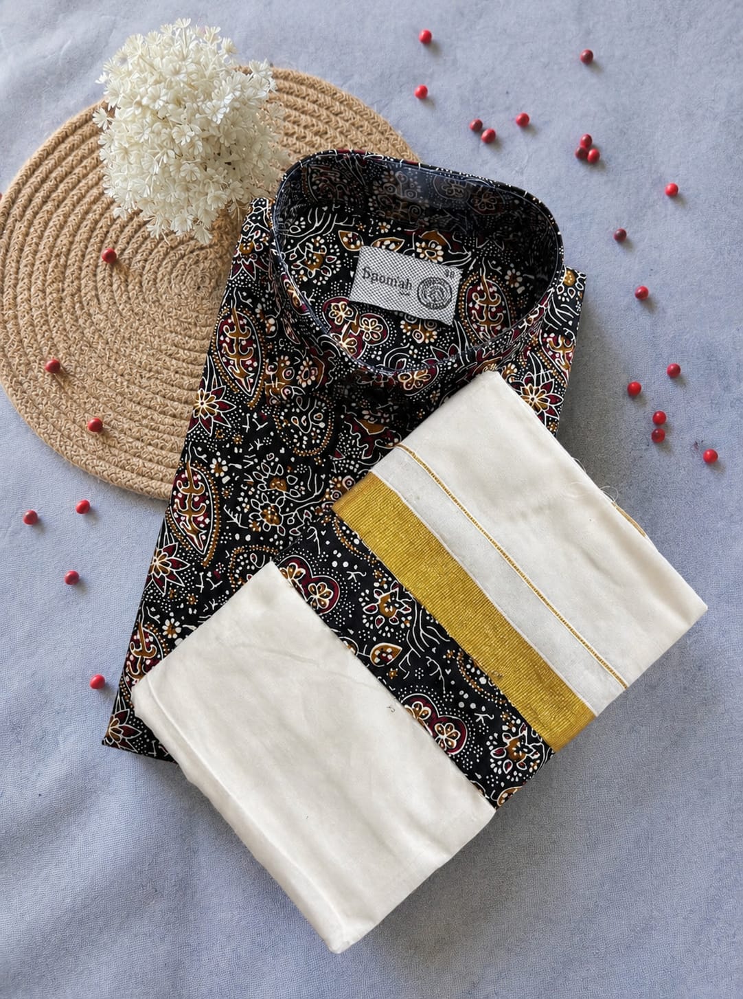 Premium Ajrakh Shirt & Double Mundu Combo