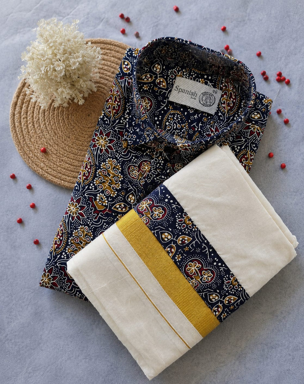 Premium Ajrakh Shirt & Double Mundu Combo