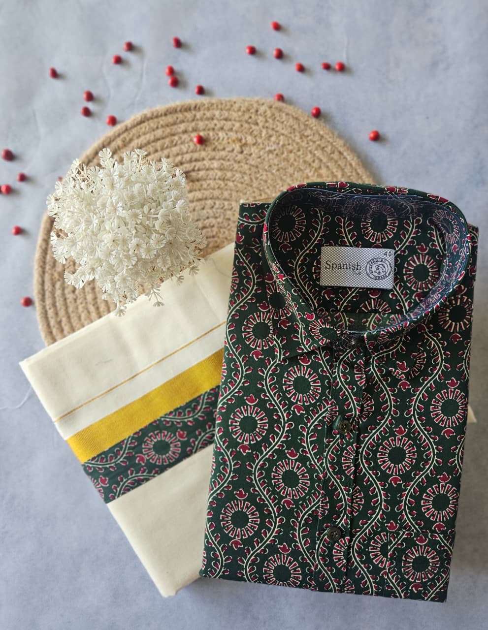 Premium Ajrakh Shirt & Double Mundu Combo