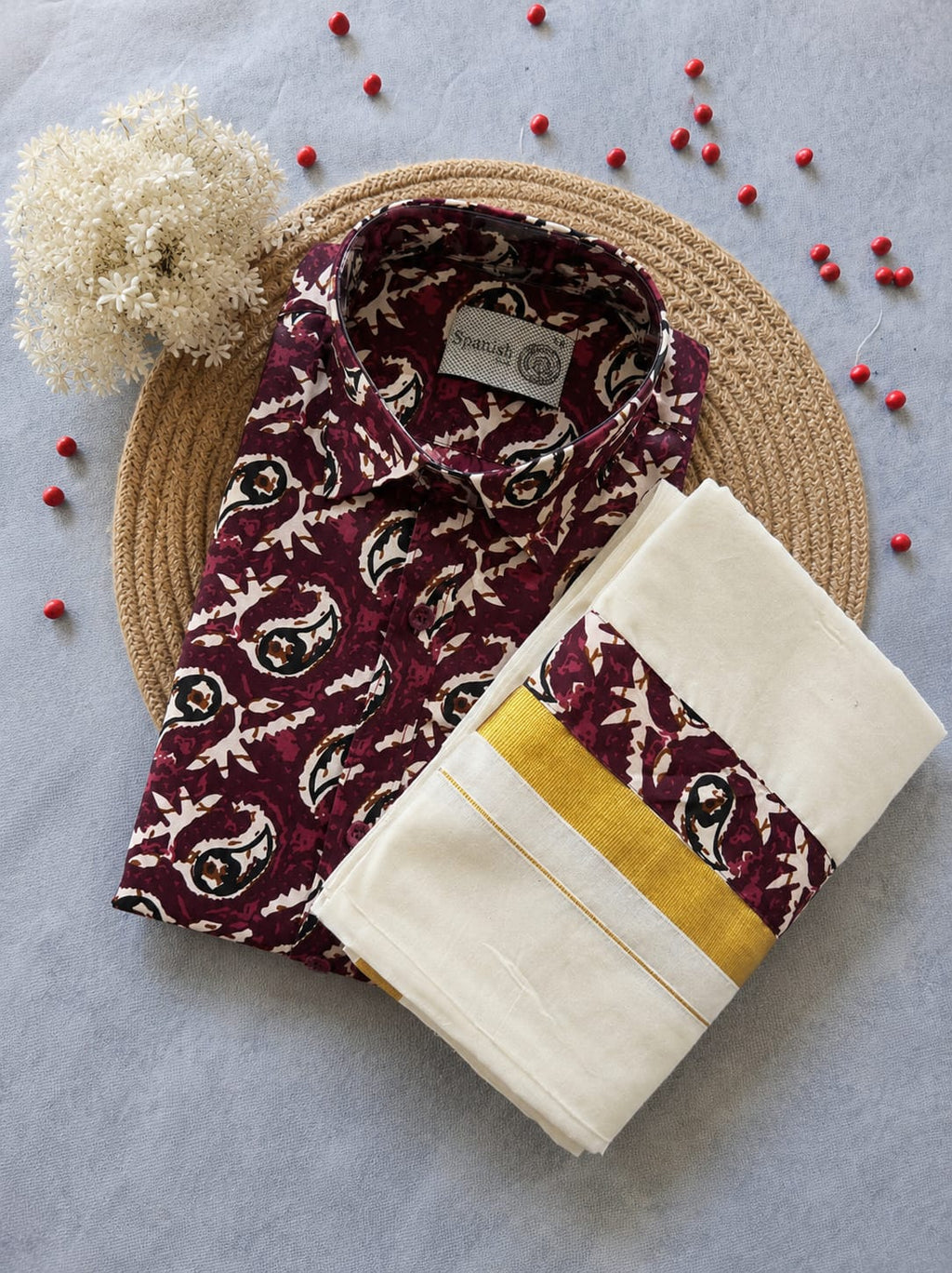 Premium Ajrakh Shirt & Double Mundu Combo