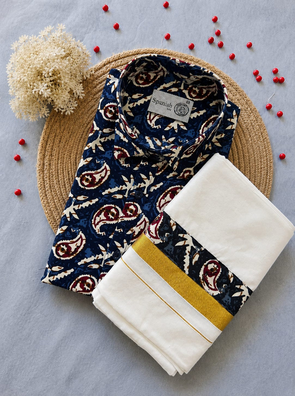Premium Ajrakh Shirt & Double Mundu Combo