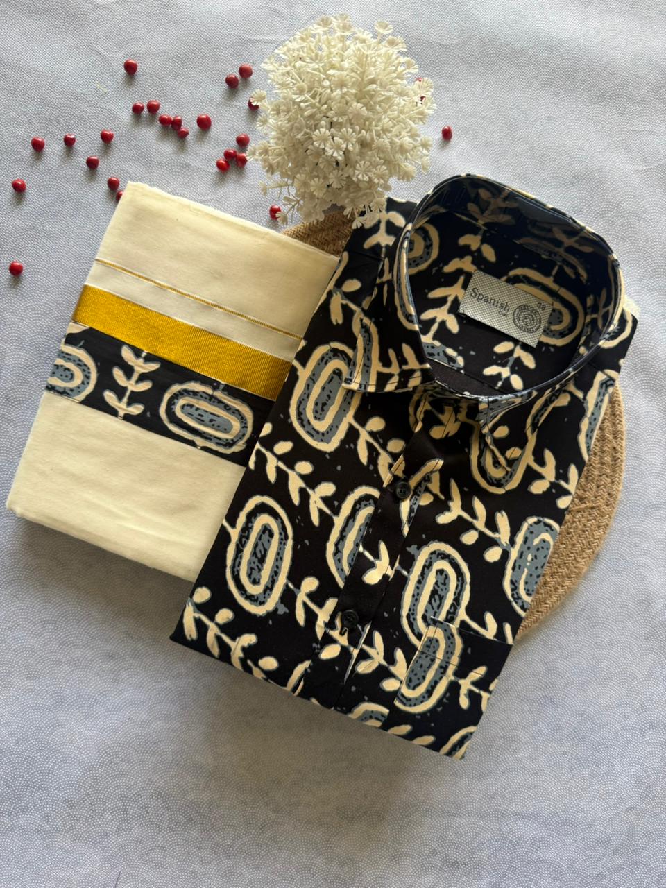 Premium Ajrakh Shirt & Double Mundu Combo