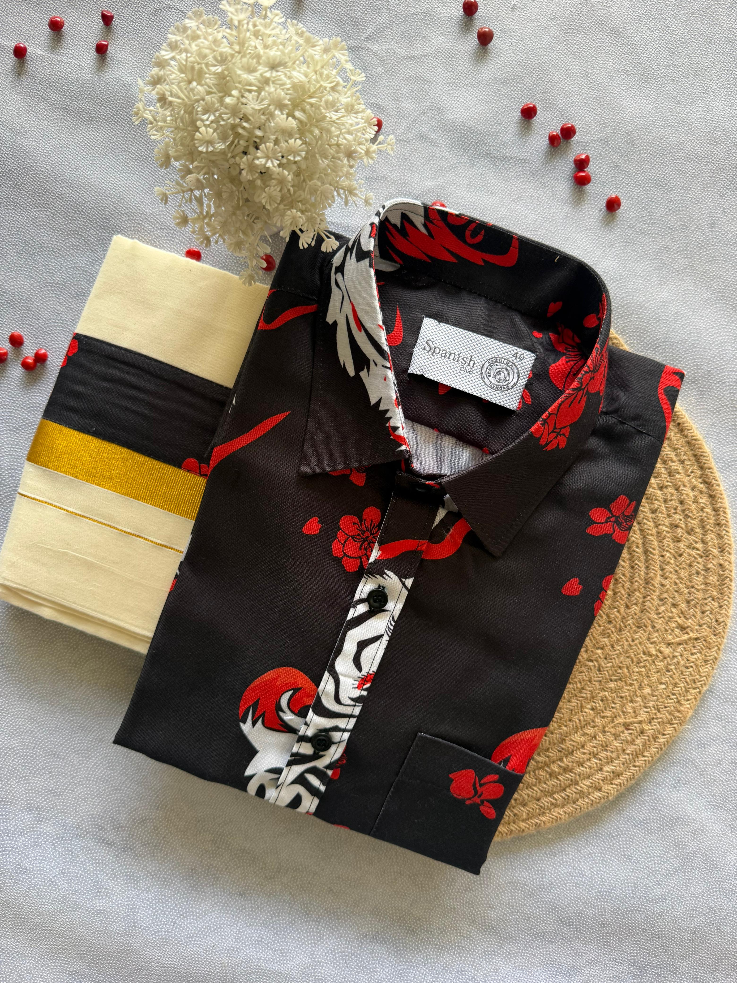 Printed Shirt & Double Mundu Combo