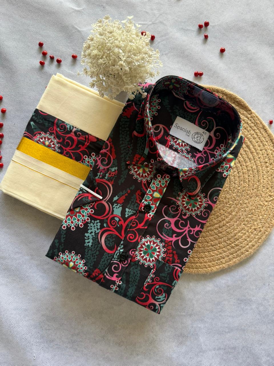 Printed Shirt & Double Mundu Combo
