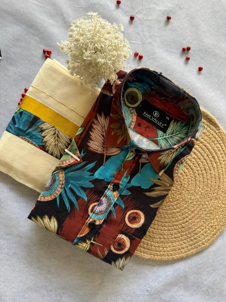 Printed Shirt & Double Mundu Combo