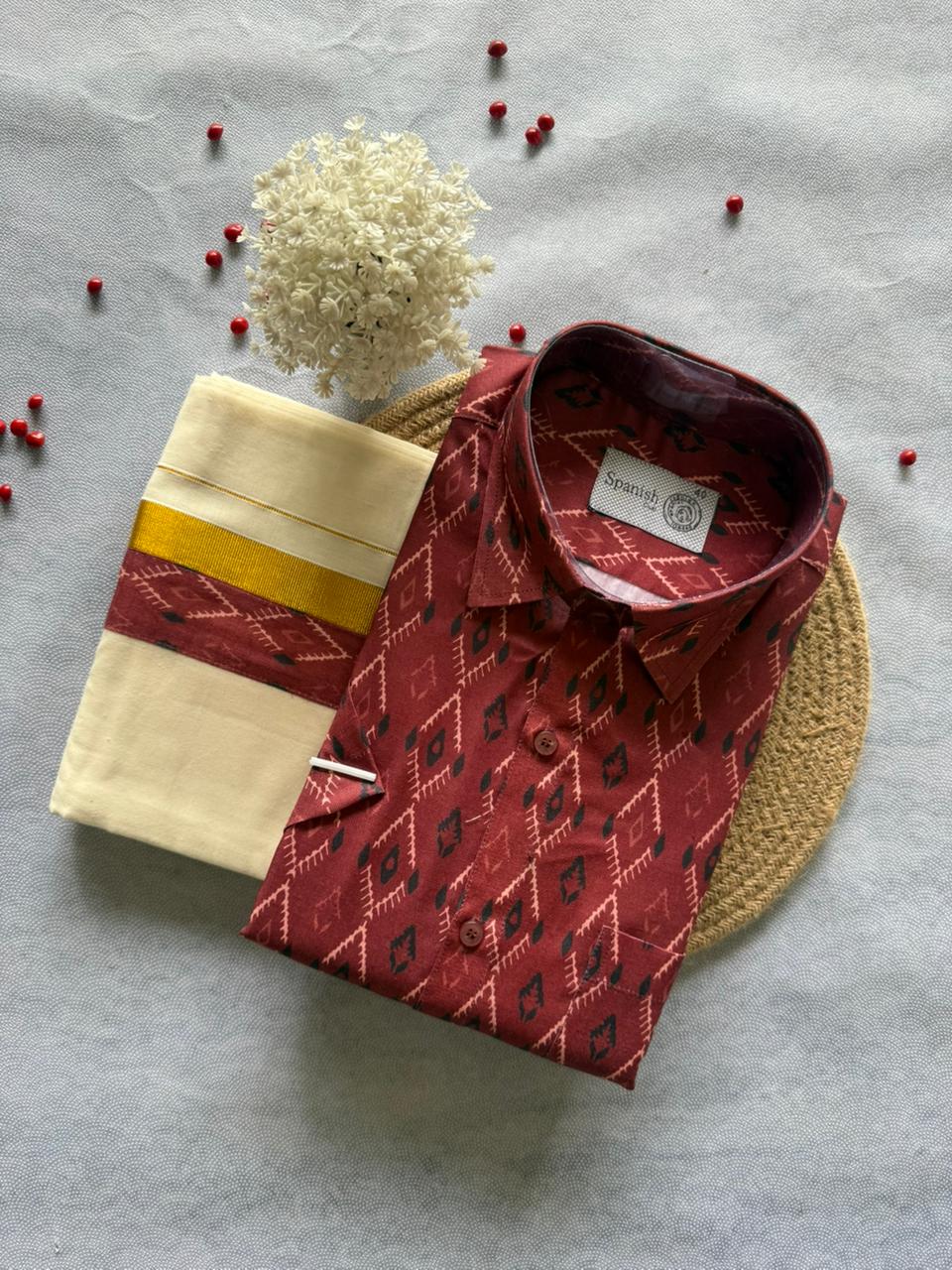 Printed Shirt & Double Mundu Combo