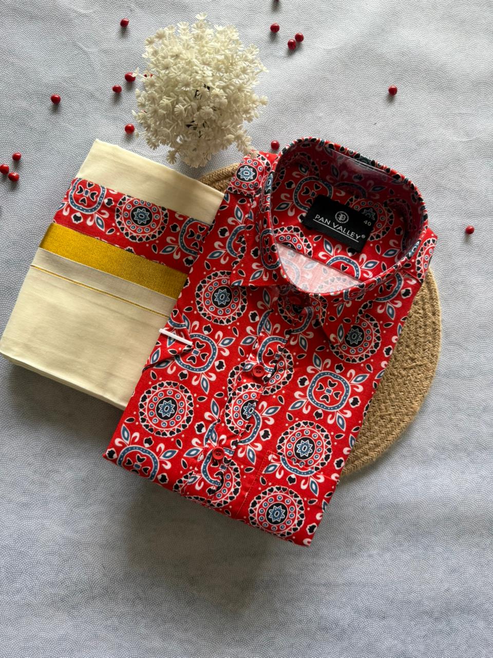 Printed Shirt & Double Mundu Combo