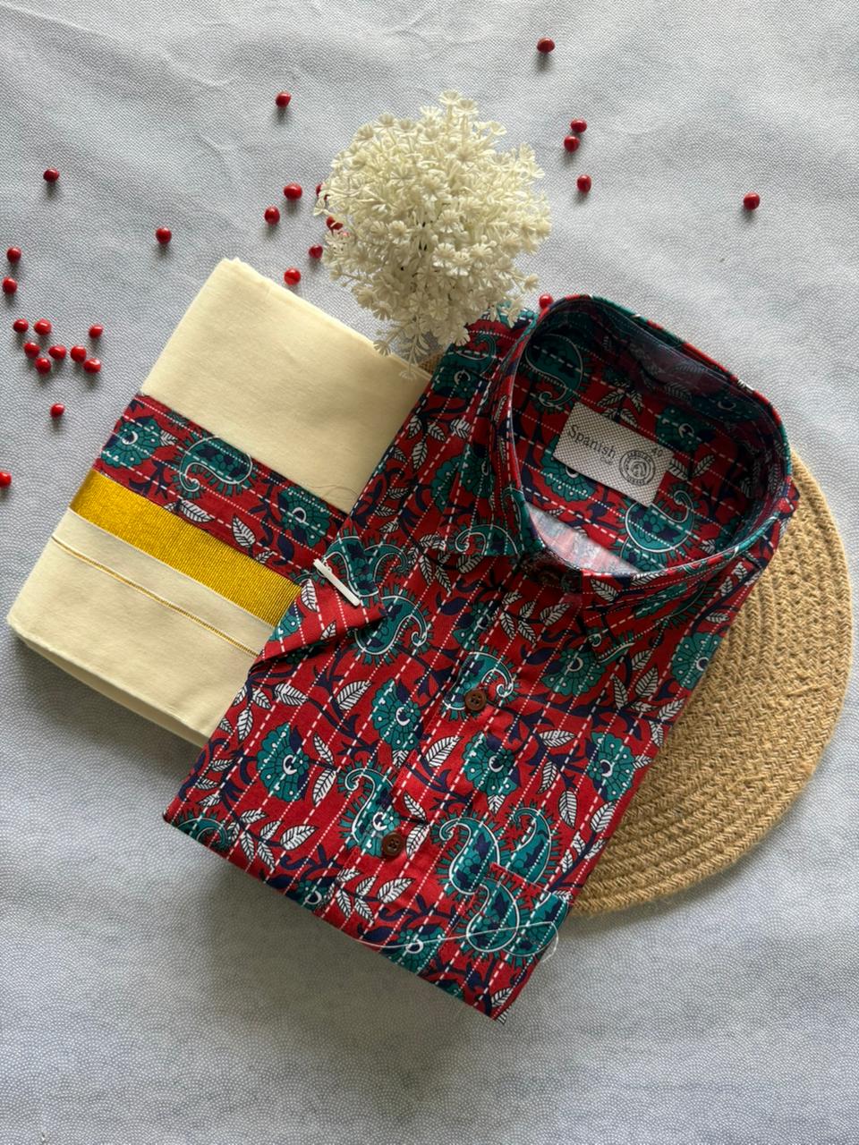 Printed Shirt & Double Mundu Combo