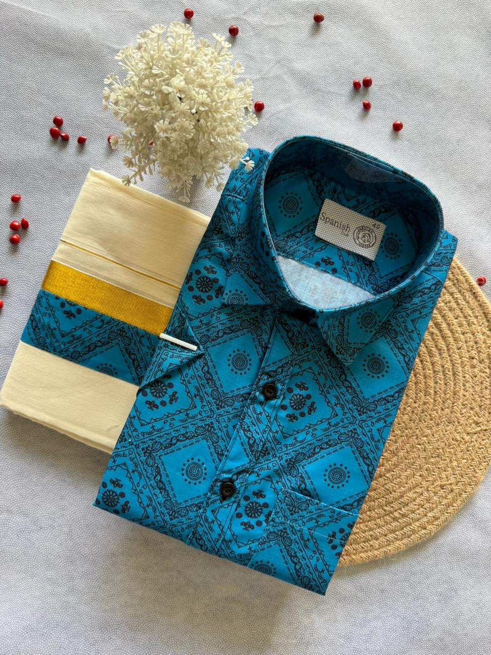 Printed Shirt & Double Mundu Combo