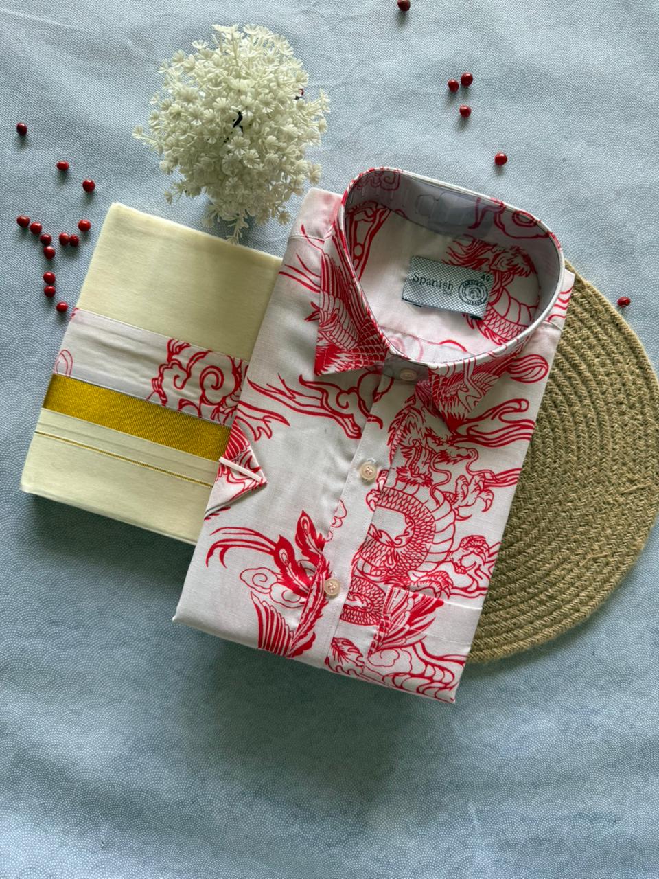 Printed Shirt & Double Mundu Combo