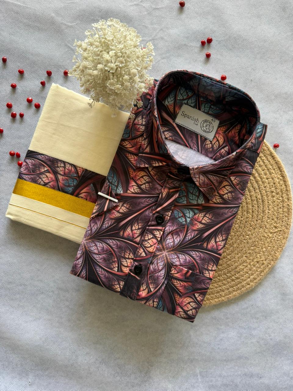Printed Shirt & Double Mundu Combo