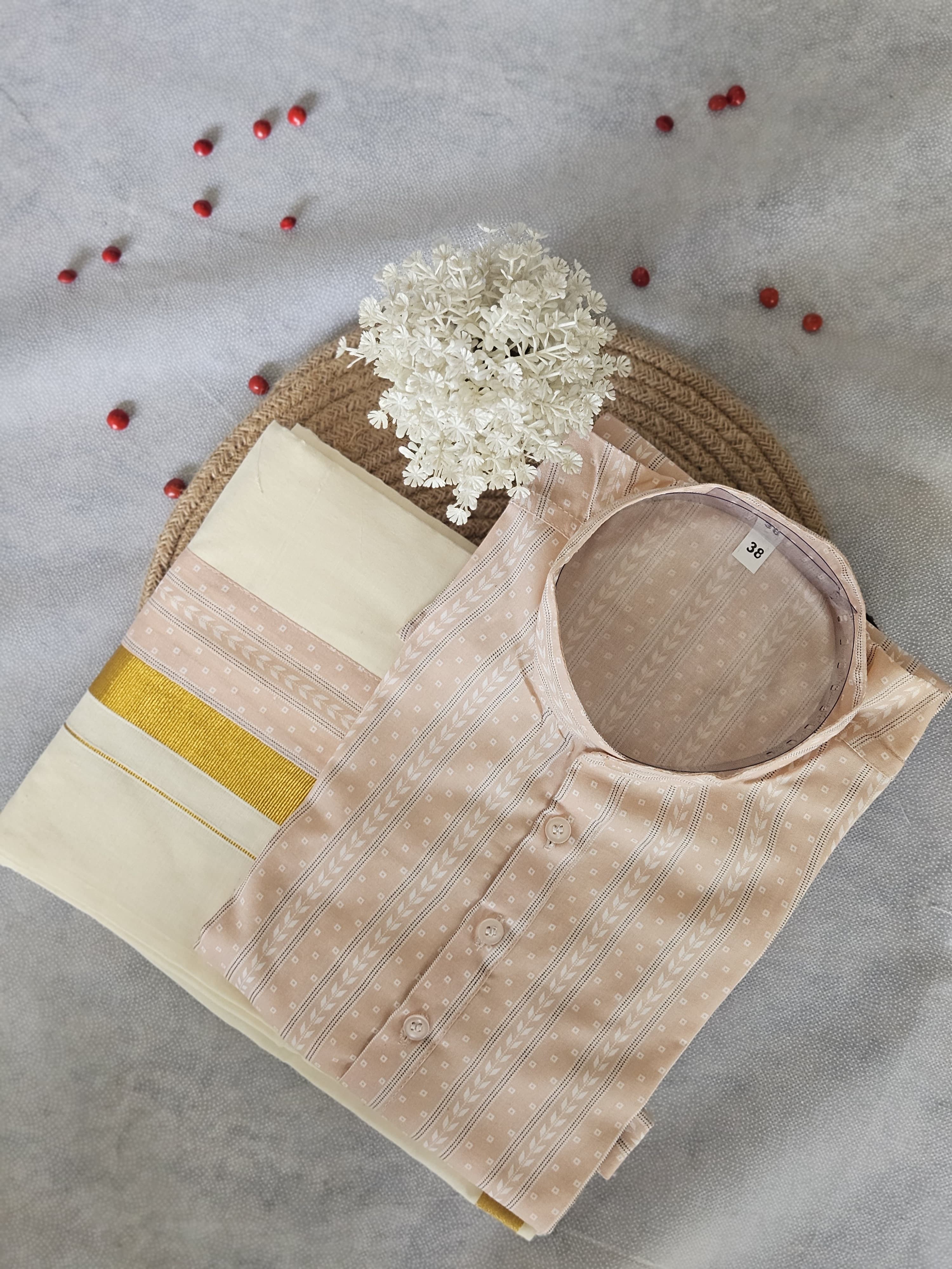 Onam Short Kurta & Double Mundu Combo