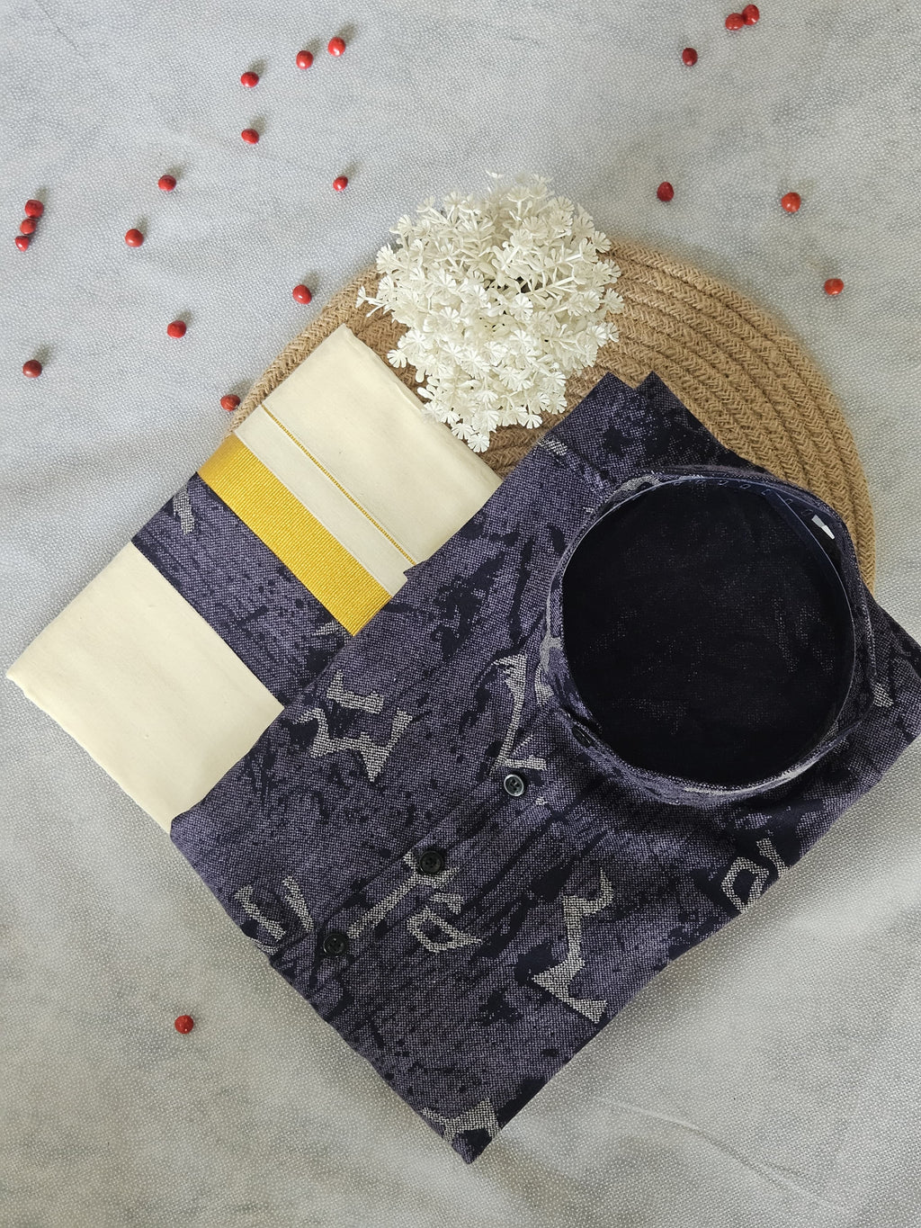 Onam Short Kurta & Double Mundu Combo