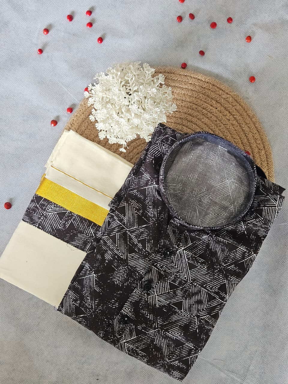 Onam Short Kurta & Double Mundu Combo