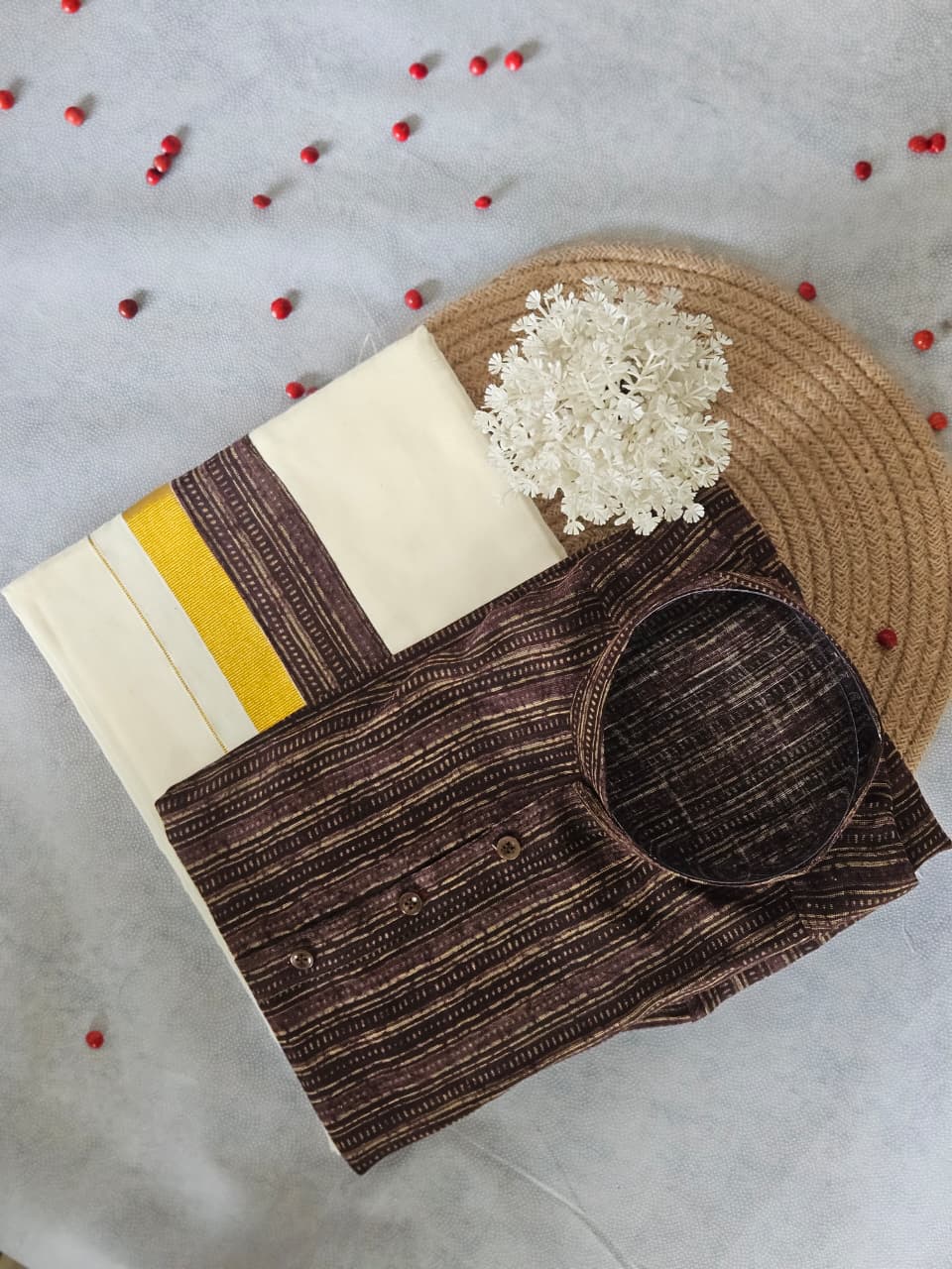 Onam Short Kurta & Double Mundu Combo