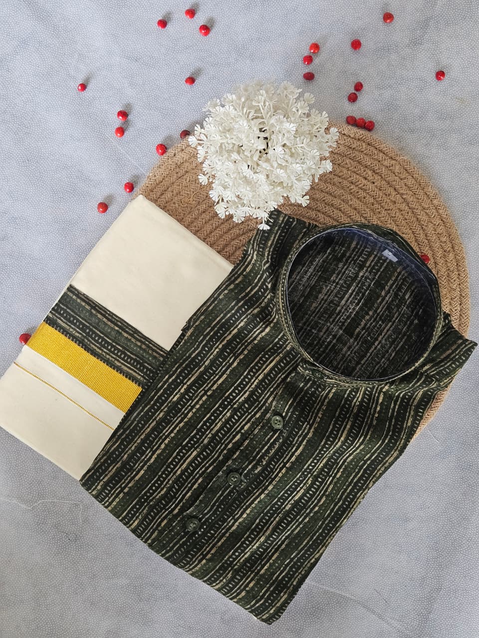 Onam Short Kurta & Double Mundu Combo