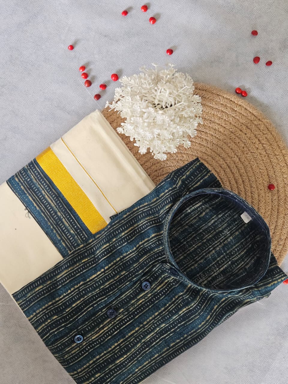 Onam Short Kurta & Double Mundu Combo
