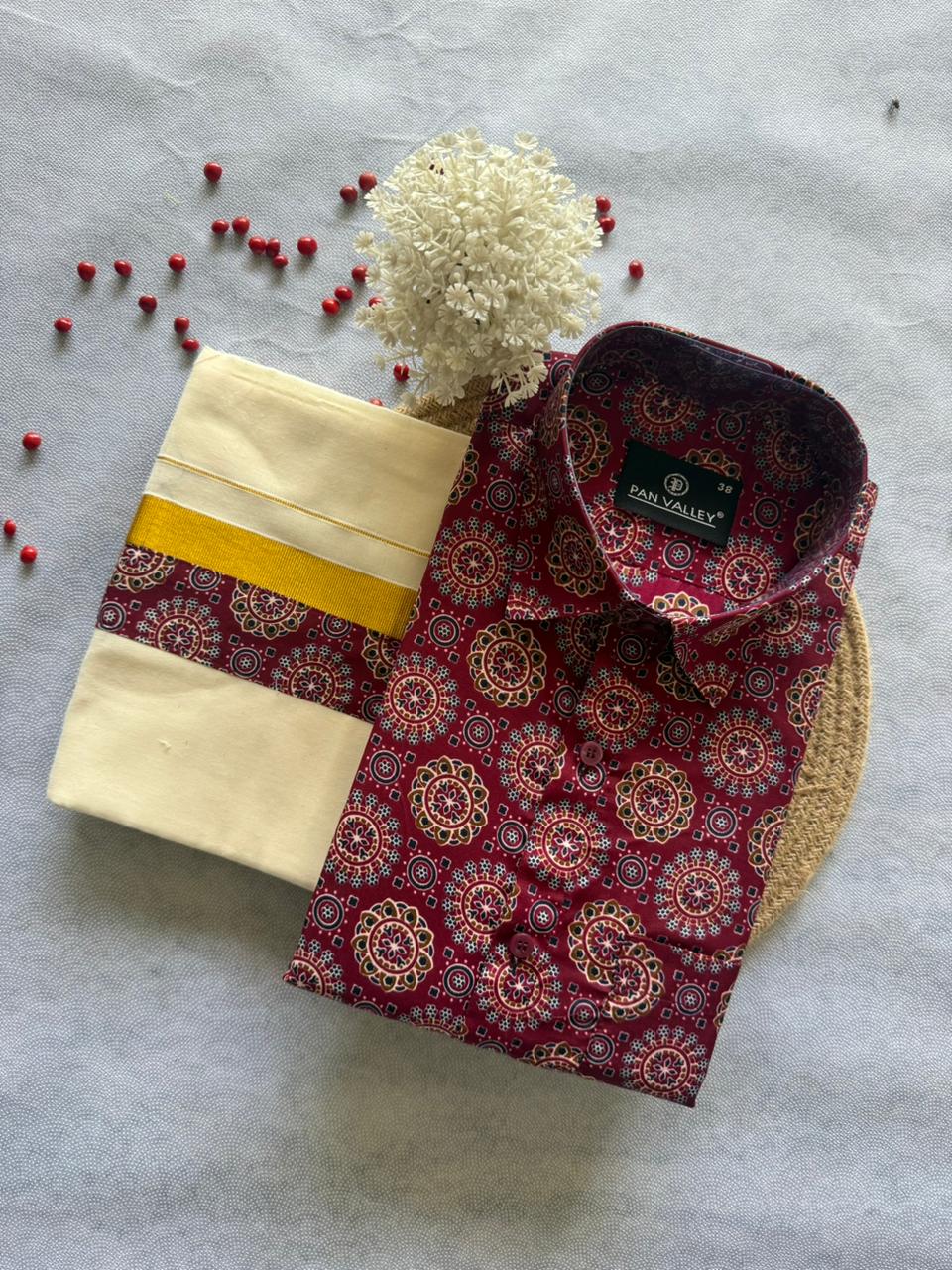 Premium Ajrakh Shirt & Double Mundu Combo