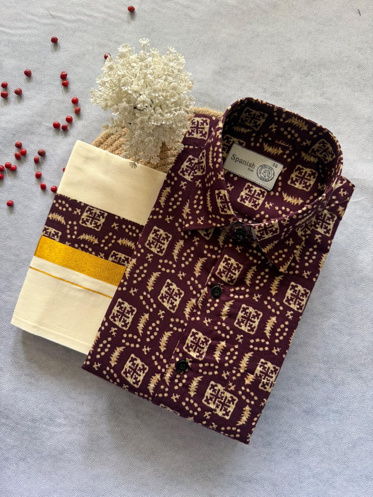 Premium Ajrakh Shirt & Double Mundu Combo