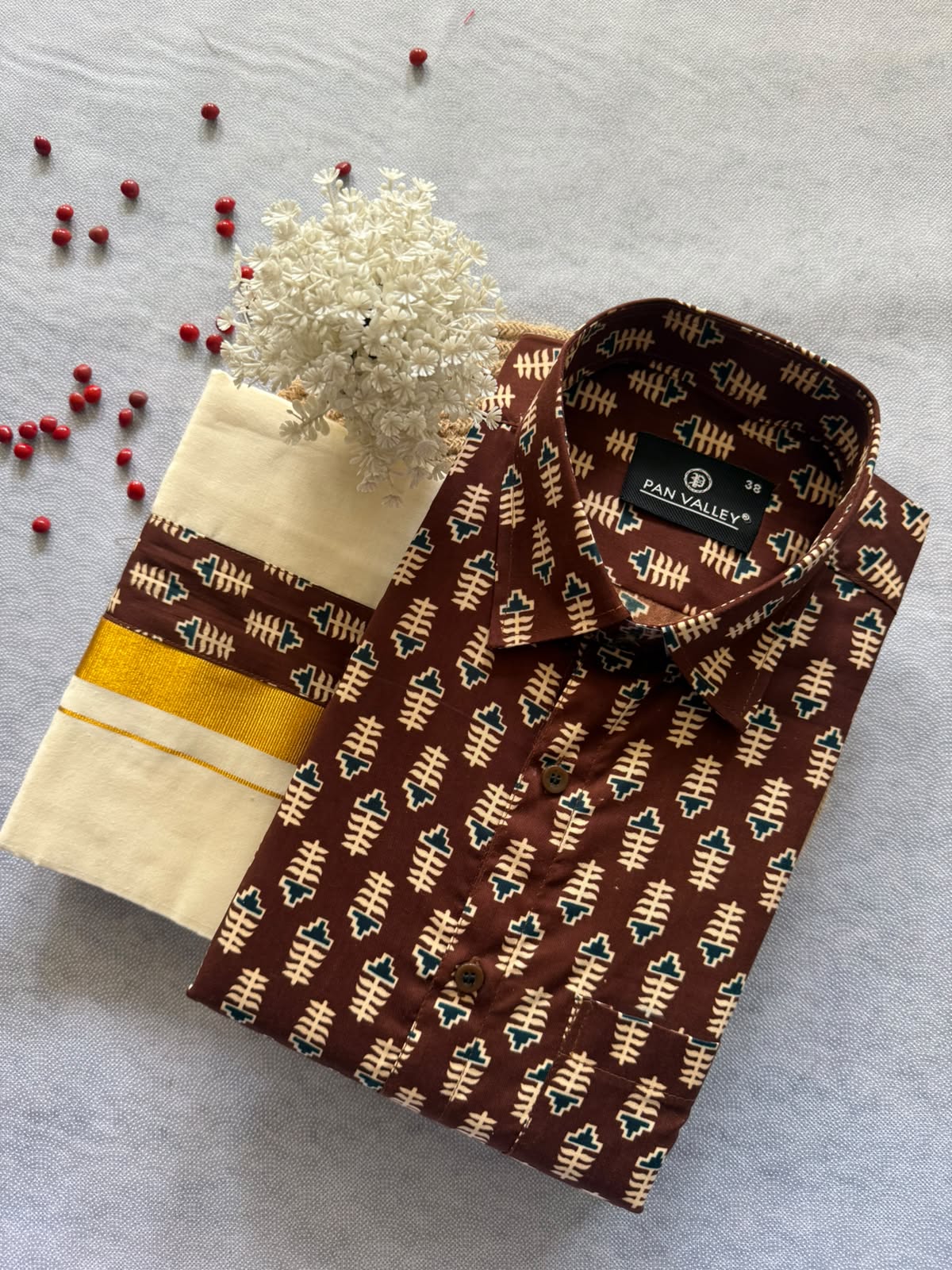 Premium Ajrakh Shirt & Double Mundu Combo