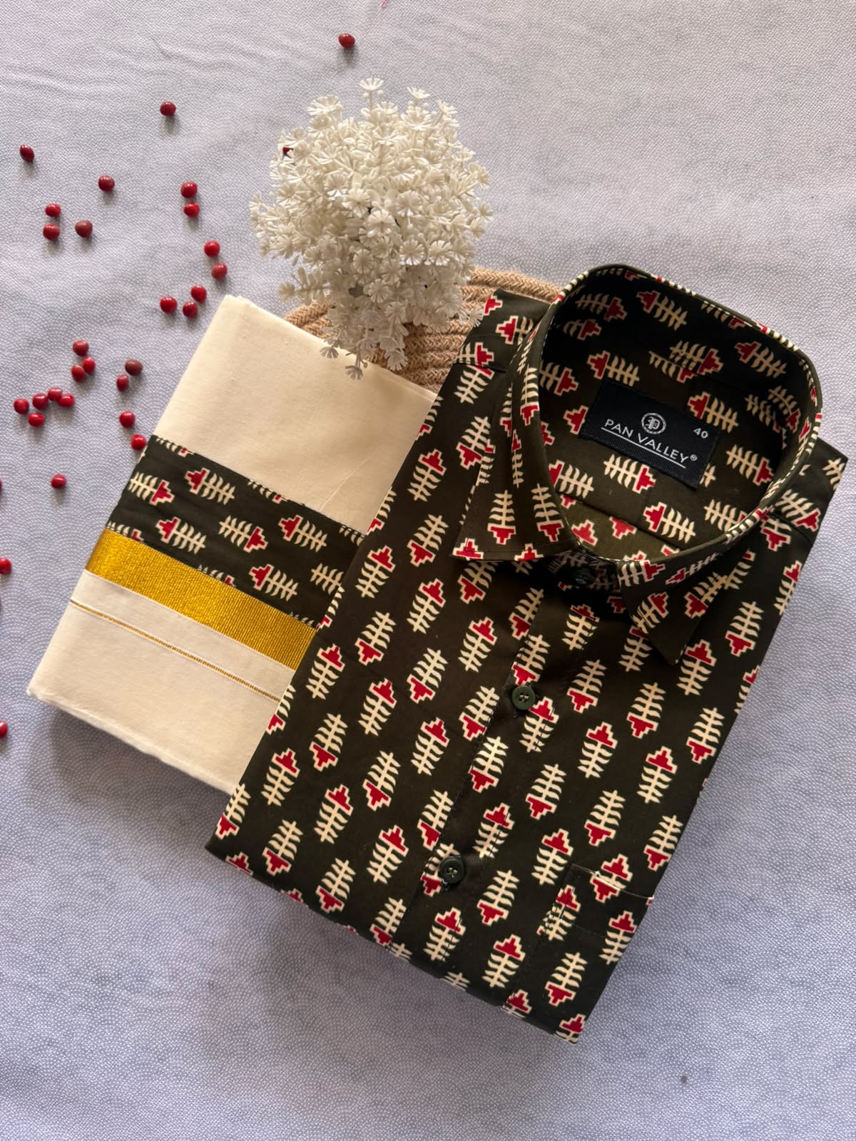 Premium Ajrakh Shirt & Double Mundu Combo
