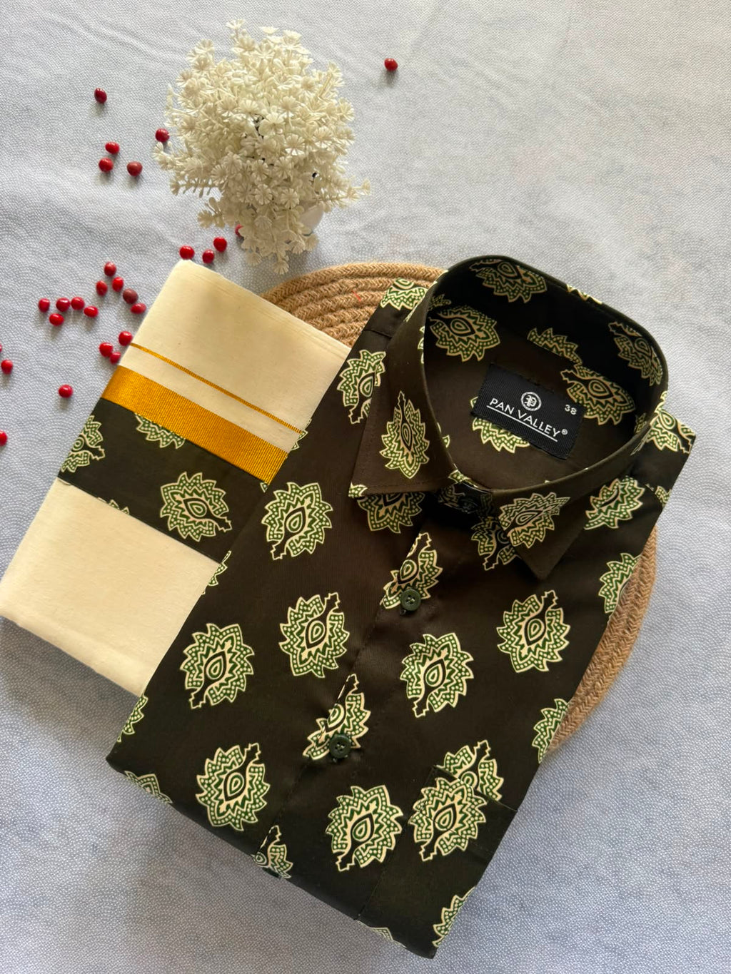 Premium Ajrakh Shirt & Double Mundu Combo
