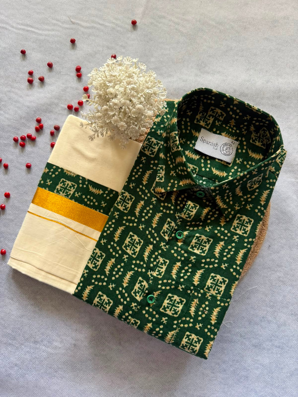 Premium Ajrakh Shirt & Double Mundu Combo