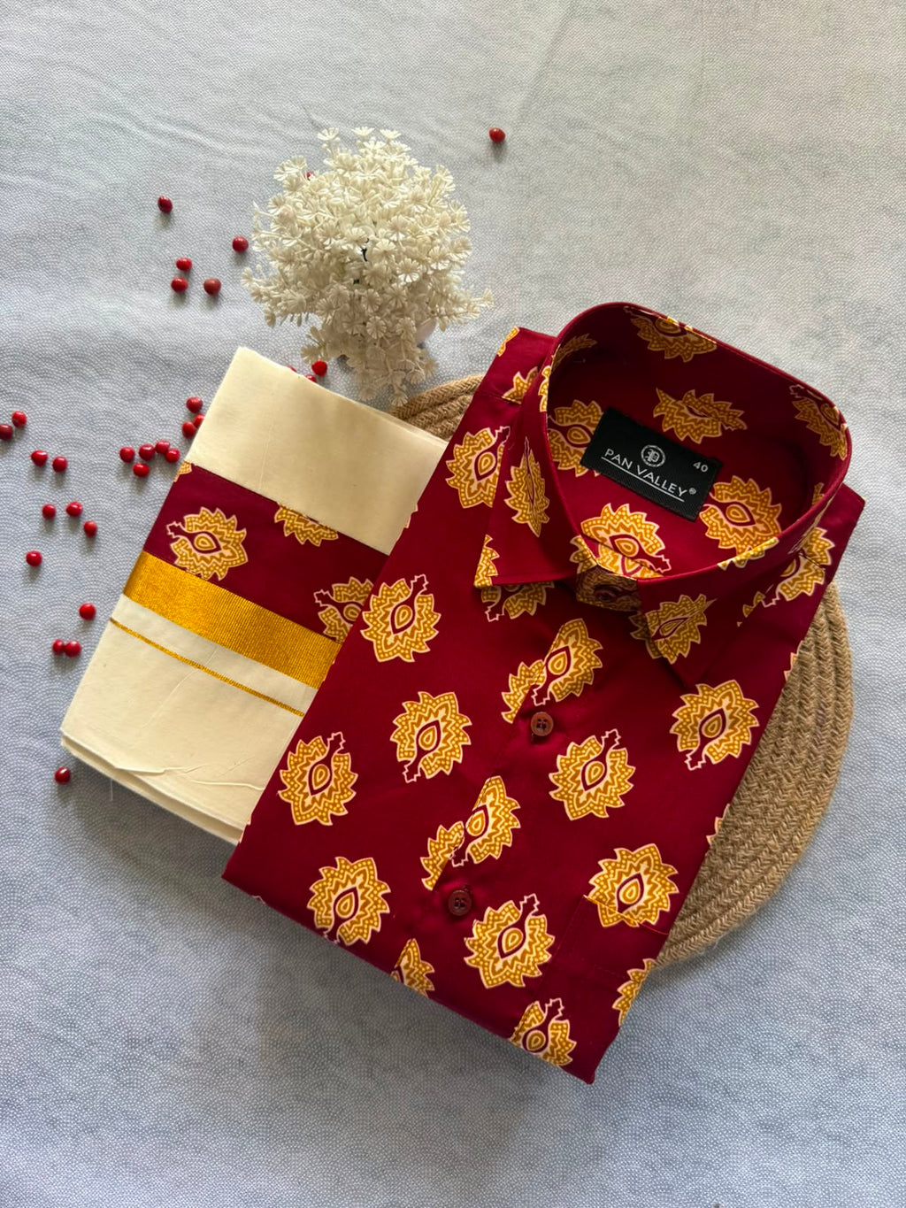 Premium Ajrakh Shirt & Double Mundu Combo